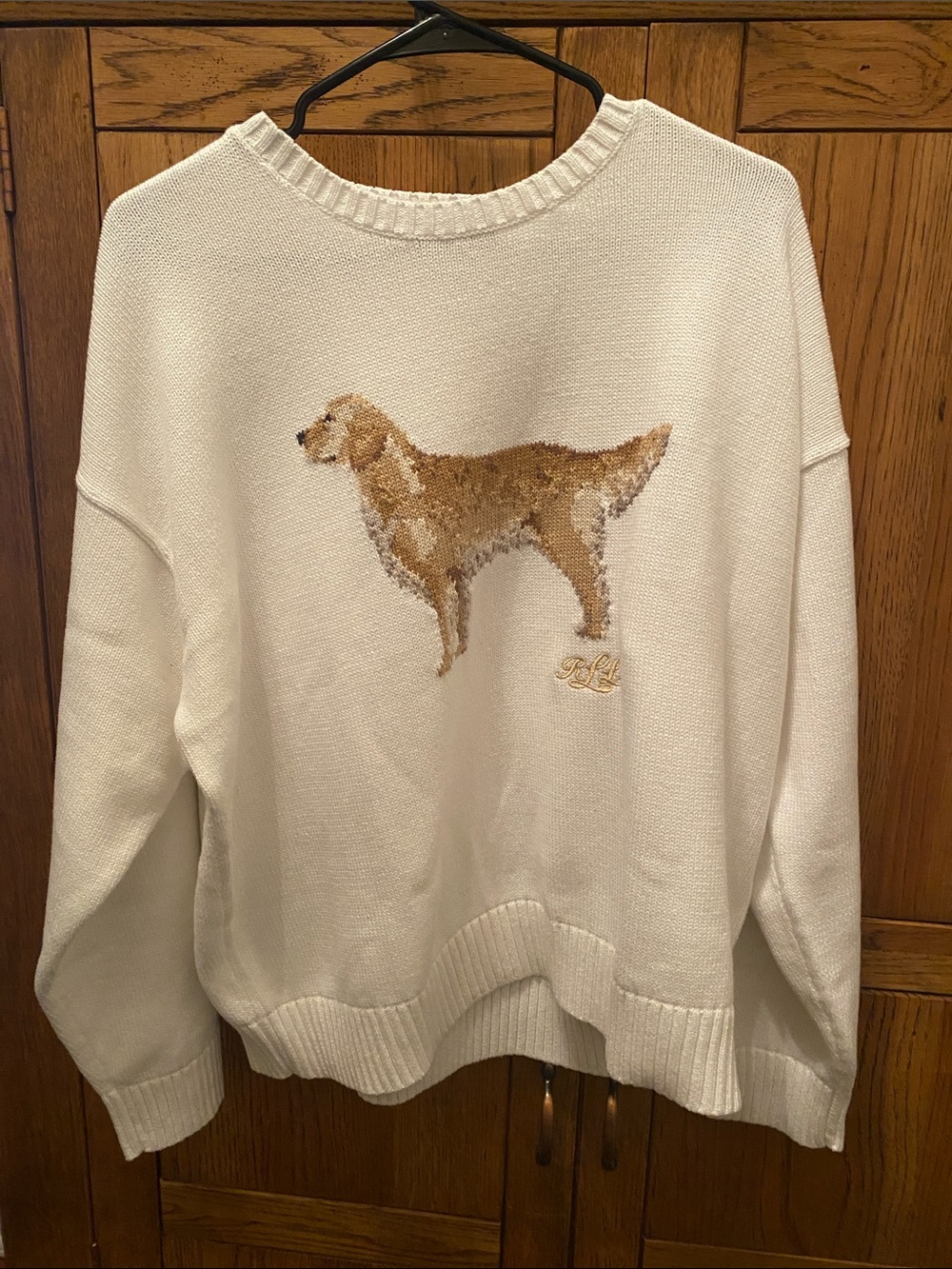 Ralph Lauren Woman’s Off White Intarsia-Knit Vizsla Crewneck Sweater Sz XXL NWT - Picture 2 of 13